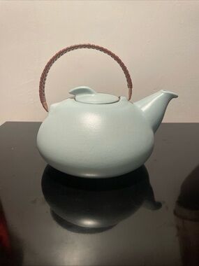 Vintage 50s-70s Heath Ceramics Turquoise Nutmeg Teapot With Lid Model Number 119